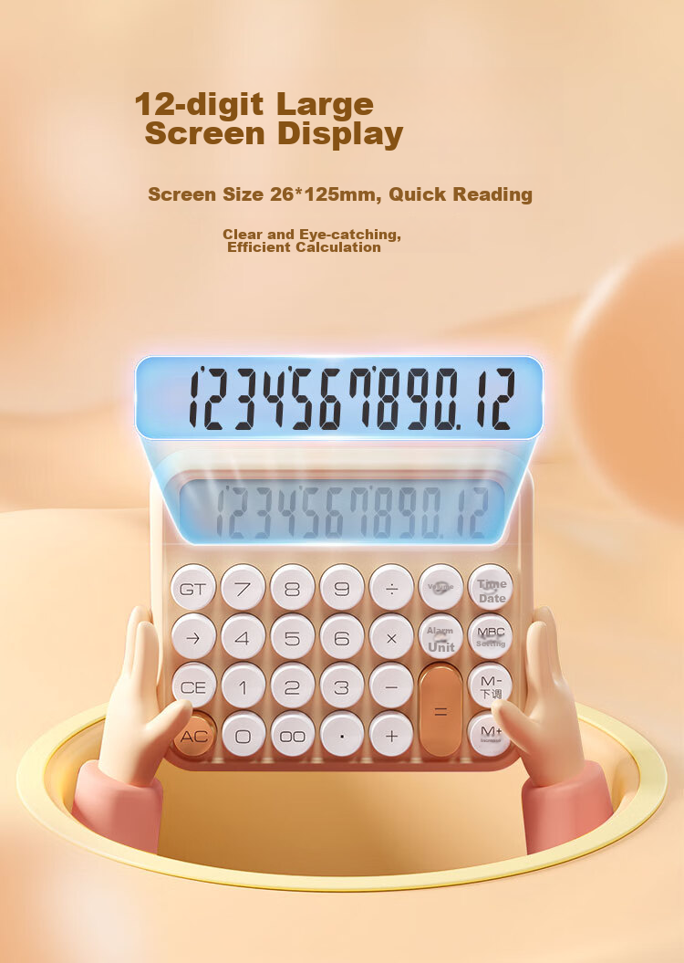 COMIX Student Voice Calculator with Mechanical Feel Buttons, 12-Digit Wide Screen Office Financial Calculator Ku Fen C-2024 3