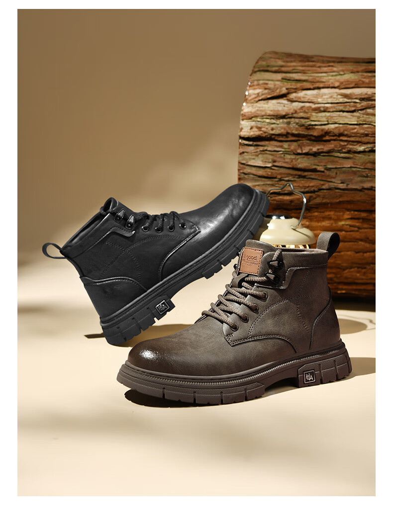 HLA Men's Boots, Fashionable Versatile Casual Martin Boots, Versatile Work Boots HAAGZM4DBB184, Black, Size 41 2