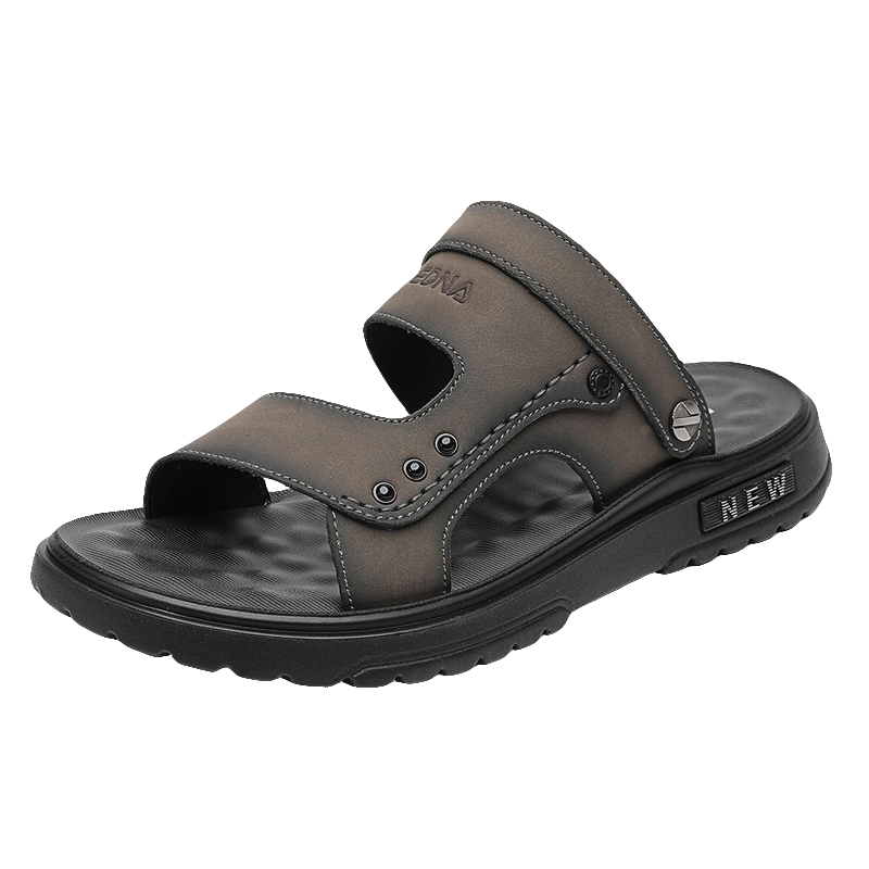 CARTELO Leather Sandals for Men, Summer 2026 Breathable Beach Shoes, Dual-Use Men's Outdoor Slippers, Perforated Sandals