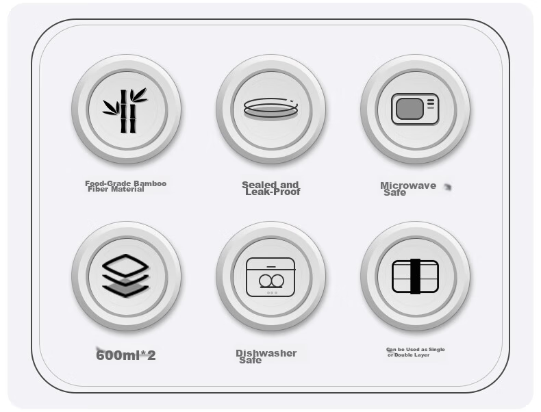 CAMUZ Bamboo Fiber Lunch Box Japanese Style Double-Layer Bento Box Microwave Safe Dishwasher Safe 1200ML Cheese Set 2