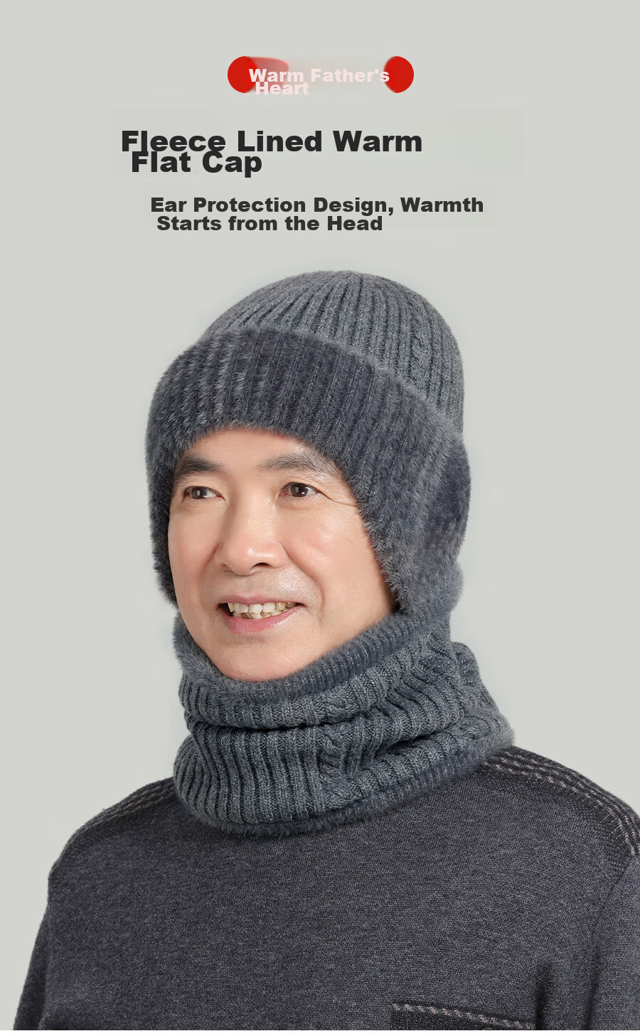 Hengyuanxiang Men's Hat for Autumn And Winter Warmth, Thick Wool Knit Cap for Middle-Aged And Elderly, Birthday Gift for Dad Or Grandpa 2