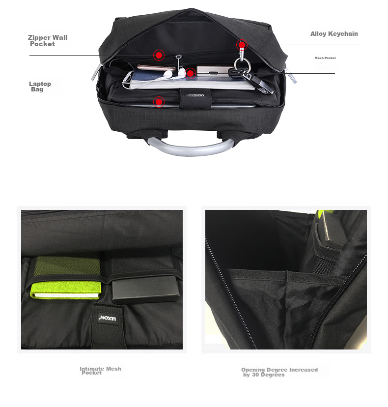 LEXON Men's Business Backpack, 15.6/16 Inch Laptop Bag, Commuter Travel Business Trip Double-Layer Backpack 9