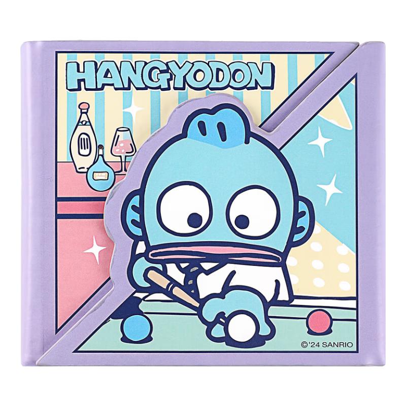 GuangBo X Sanrio Square Leather Pocket Notebook, Half-Person Fish Design, High Aesthetic Value, Magnetic Clasp, Colorful Inner Pages, Pocket Diary, 80 Sheets, 98*98mm, KT81315