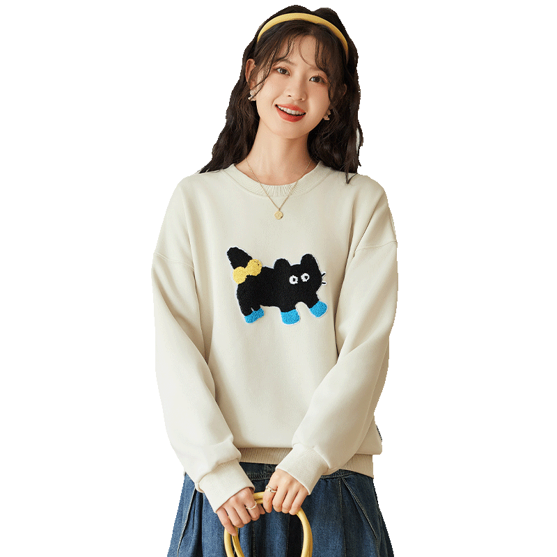 Halo Queen Women's Sweatshirt, Spring And Autumn Round Neck, Letter Print, Fashionable Versatile Comfortable Casual Pullover Top, New Product H143W1028