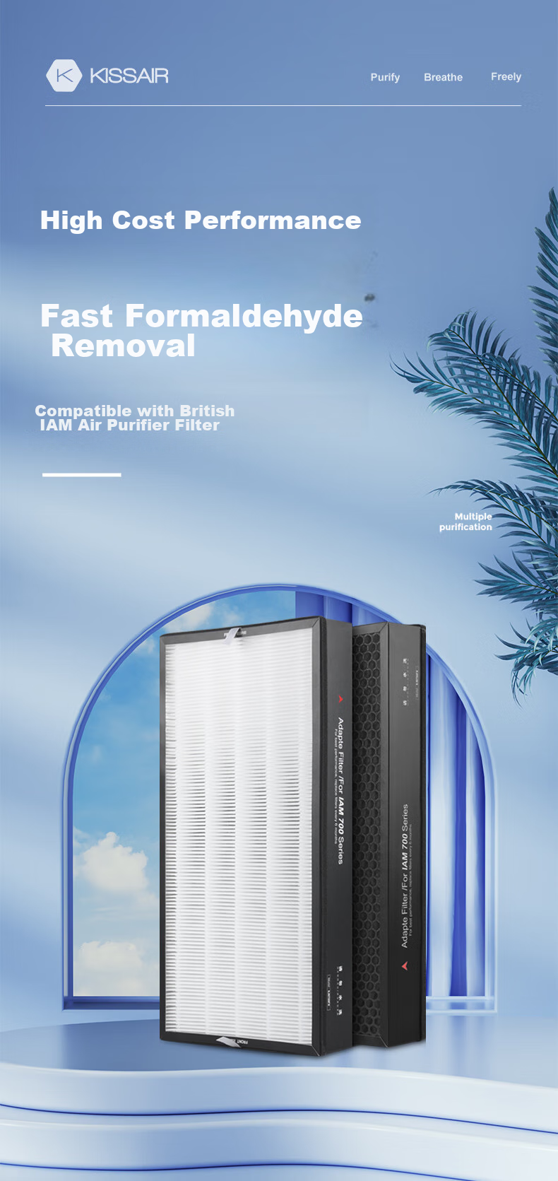 KISSAIR Compatible UK IAM Air Purifier Filter KJ800F-M8/Pro Universal HEPA Dust + Activated Carbon Filter Set 1