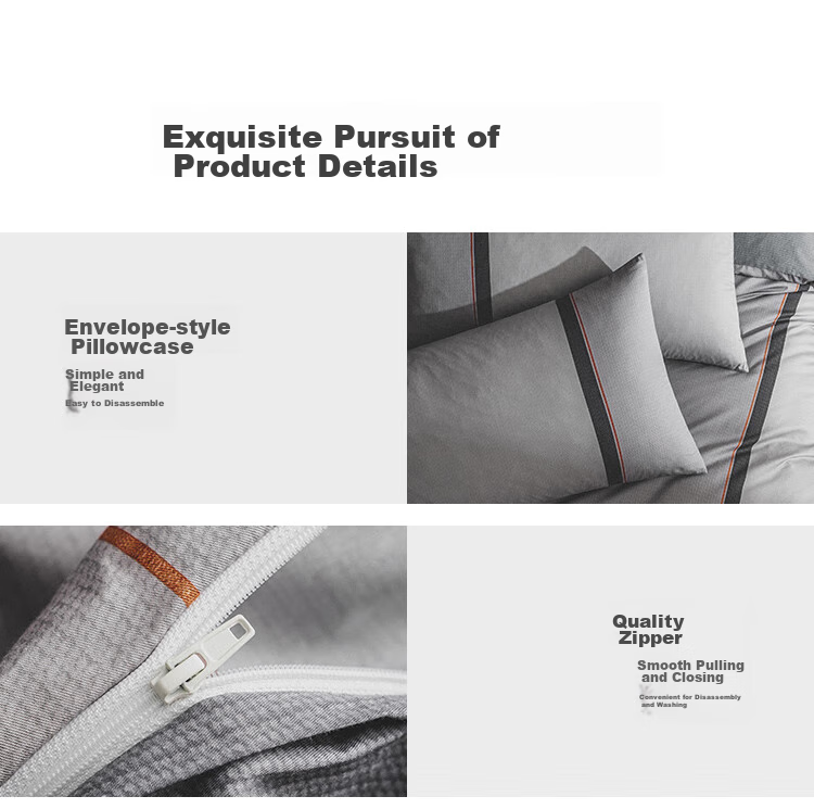 JD Original 100% Pure Cotton Four-Piece Bedding Set, All-Cotton Bedsheet And Duvet Cover, Antibacterial Bedding Set, 220*240cm, for 1.8/2 Meter Beds, Philadelphia Silhouette Patter 23