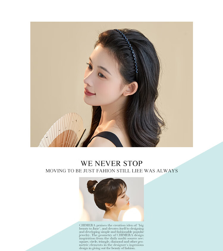 CHIMERA Elegant Rhinestone Headband, Simple Long-Toothed Wavy Hair Clip for Face Washing And Styling, Mid-Autumn Festival Gift 12