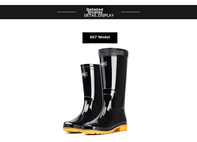 Warrior Men's Mid-High Rain Boots, Rubber Shoes, Overshoes, Waterproof Footwear, 8868 Black High-Top, Size 40 9