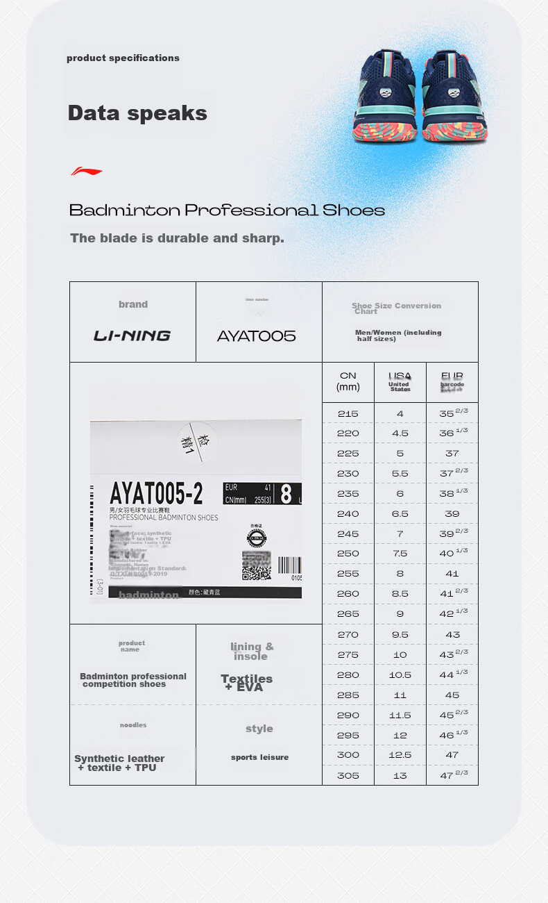 Li-Ning Badminton Shoes, Unisex Quick-Start Professional Competition Shoes, Knife Edge PRO, Standard White, Size 36 12