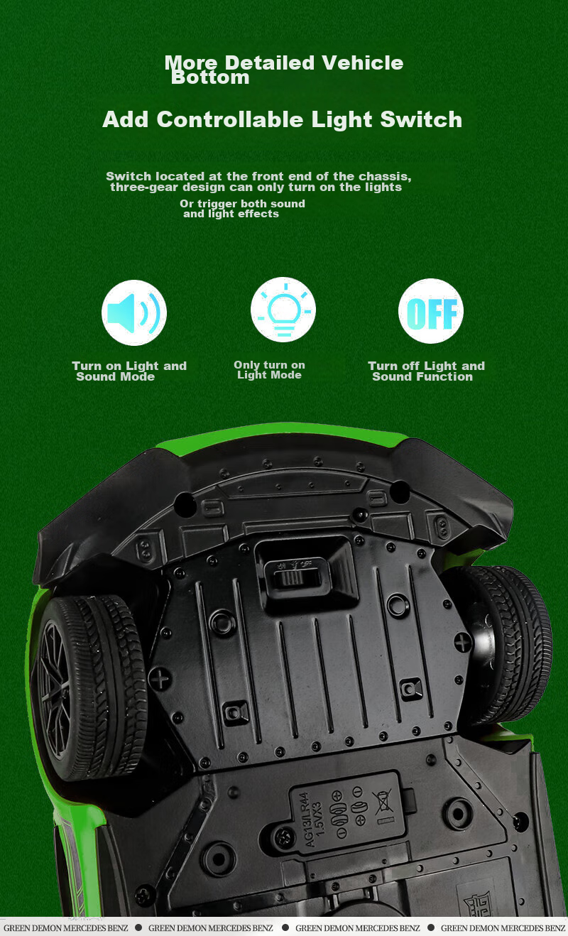 Heimanba 1:18 Mercedes-Benz AMG Green Monster GTR Car Model Display, Sports Car Metal Model Alloy Sound And Light Children's Toy, Gree 10