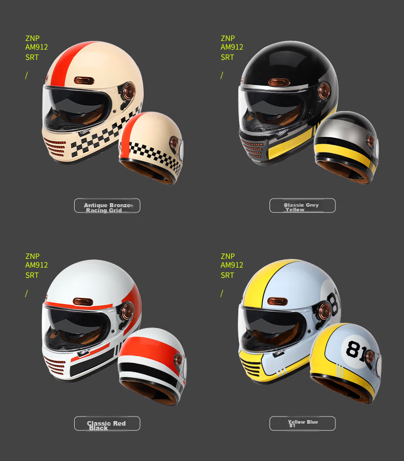 ZNP AM912 Gray White Pirate 2XL 3C Certified Retro Motorcycle Electric Helmet Unisex All-Season 13