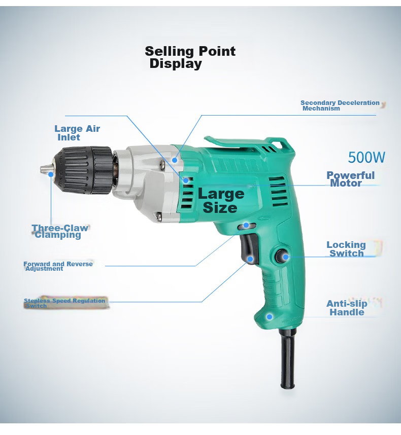 Dayi Electric Drill, Handheld Rotary Drill, Multi-Functional Household Power Screwdriver, Electric Gun Drill, Power Tool PED 05-10 9
