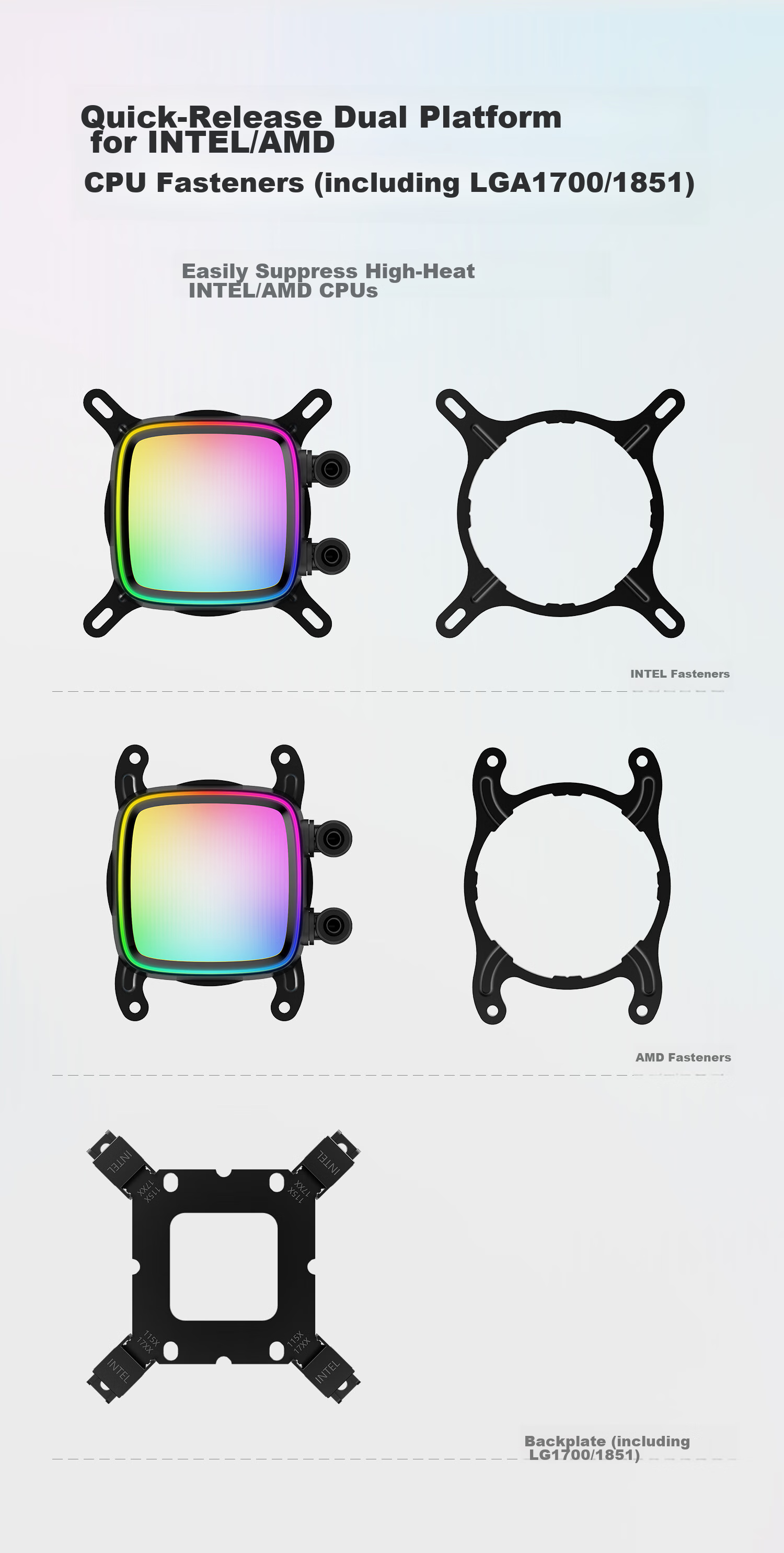 GeometricFuture Eskimo Pro 420 White All-In CPU Liquid Cooler 420 Water Cooling Radiator / INTEL / AMD / Dual Platform / ARGB Lighting Effects 11