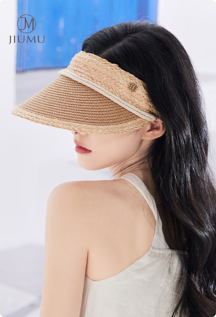 JIUMU Women's Sun Hat, Visor Cap, Straw Hat, Cool Hat, Summer Outdoor Face-Covering Hat for Women CW137 1