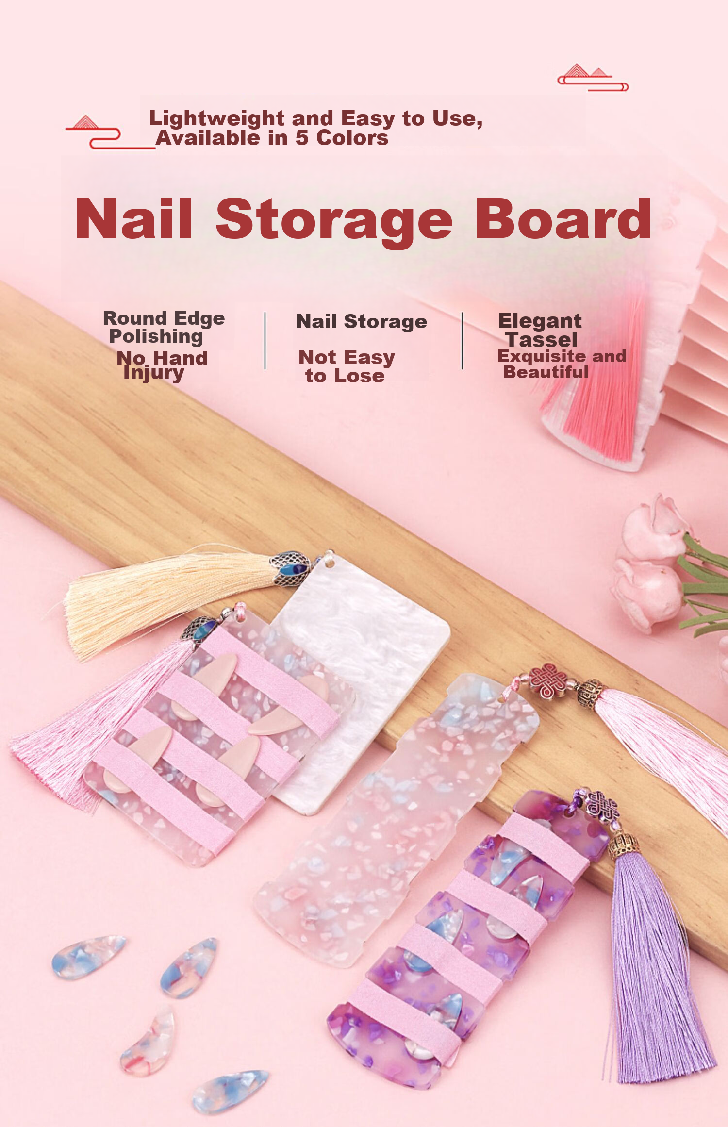 Maneryuepu Guzheng Fingernail Storage Board, Pipa Nail Board, Nail Wrapping Board, Nail Wrap Card, Adhesive Tape Accessories, 2 Pieces Per Pack 1