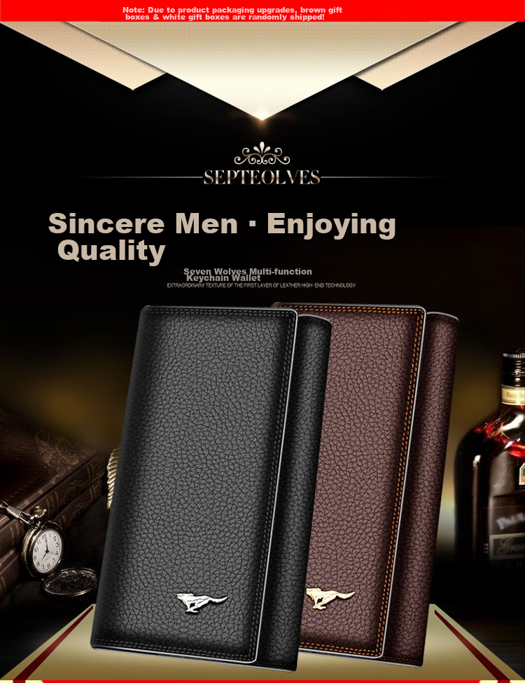 SEPTWOLVES Keychain, Men's Card Holder, Multifunctional Leather Car Key Case, Birthday Gift 1