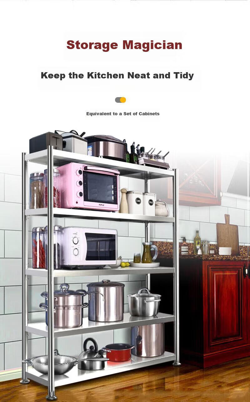 Yiman Kitchen Storage Rack, Thickened Stainless Steel, Microwave Oven And Oven Storage Shelf 3