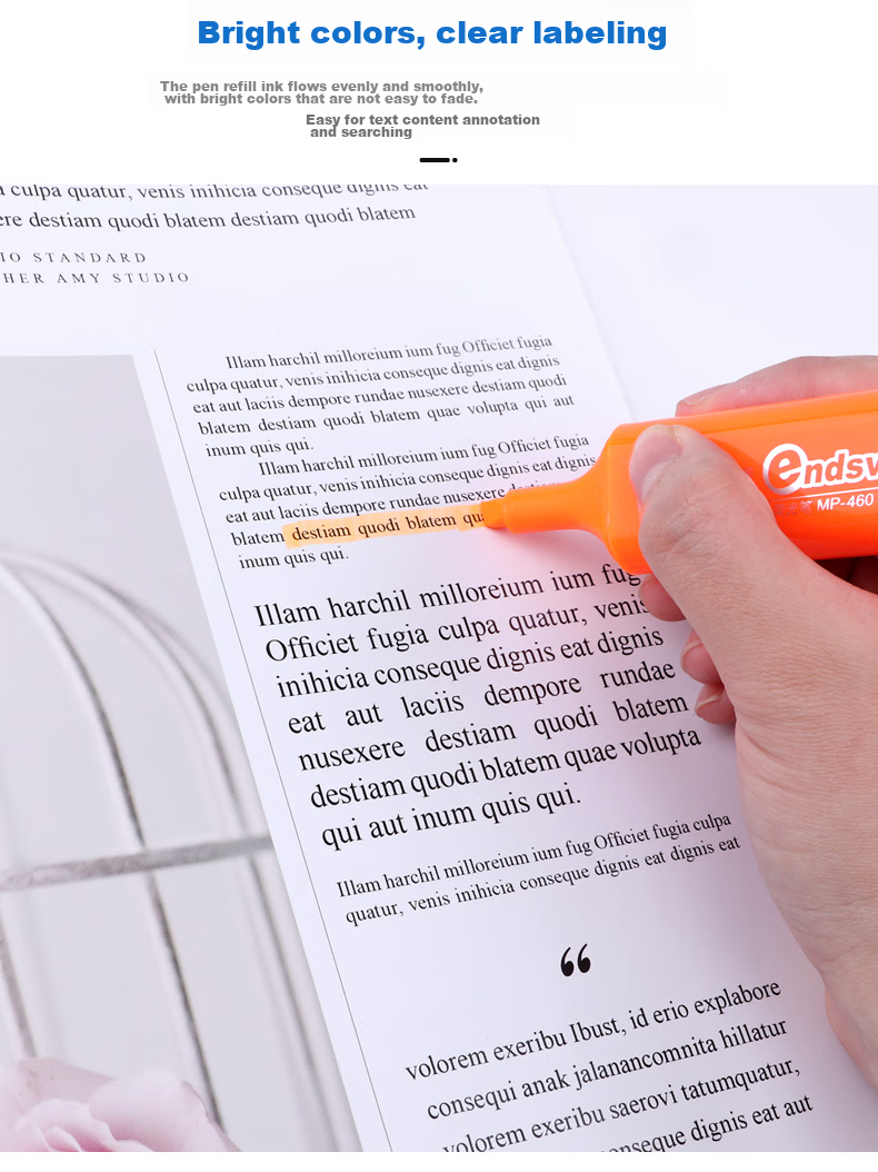 BAOKE [Best-Selling Product], 3MP460, 3-Color Highlighters, Marking Pens, Water-Based Markers, Random Colors, 1 Card/3 Pens 5