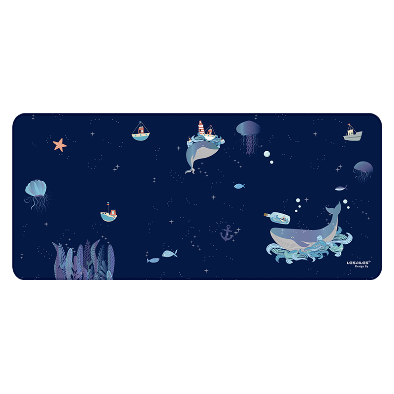LESAILES Whale Game E-Sports Mouse Pad, Extra Large Computer Keyboard Desk Mat, Easy to Clean, 900*400*3mm