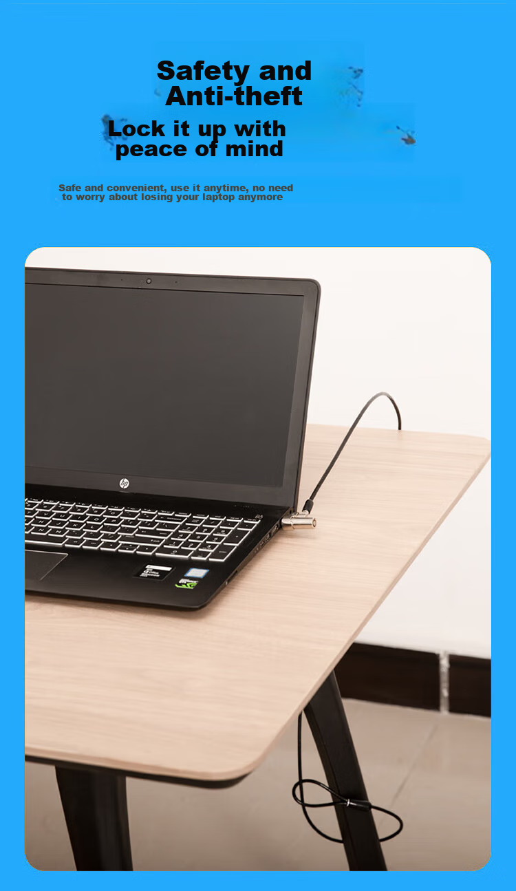 HAILE Laptop Lock Anti-Theft Lock Password Lock, Suitable for HP Lenovo 6*2.5mm Laptop Lock Hole, AL-11 3