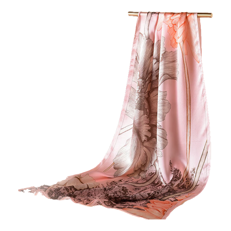 Hangsifu Silk Scarf, Chinese Style Mulberry Silk Shawl, Long Scarf, Gift for Wife Or Mother's Birthday, Practical Present for Women, Holiday Gift