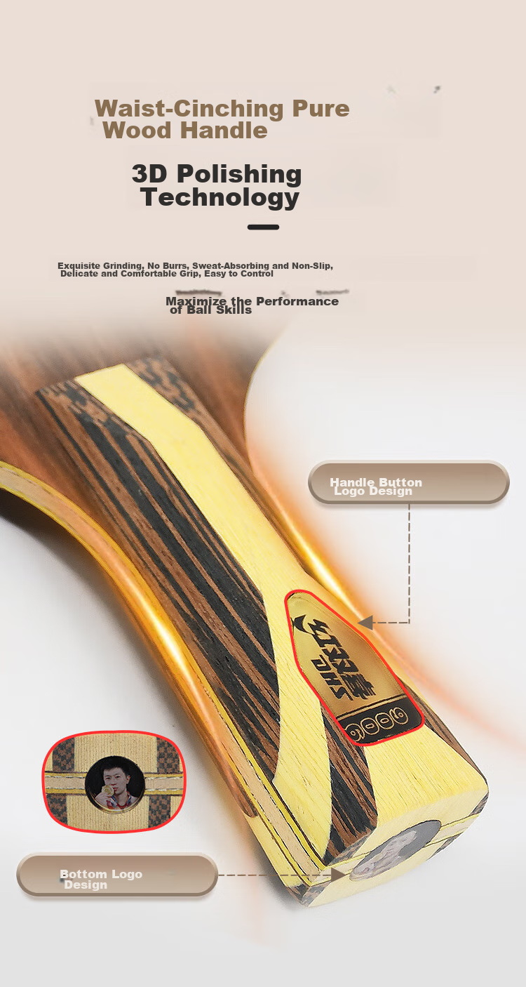 DHS Nine-Star Penhold (Fast Delivery from Beijing Warehouse + Racket Cover), Table Tennis Paddle F9002 Penhold Grip Single Racket 6