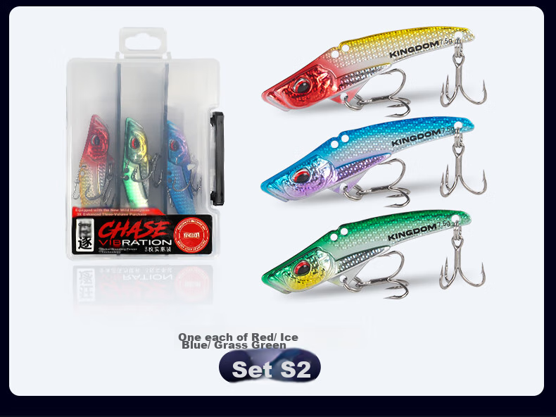 Guowangliya Lure Fishing Bait Metal VIB Set Long-Casting Lure for Sea Bass, Snakehead And Perch Fish 19g S2 6