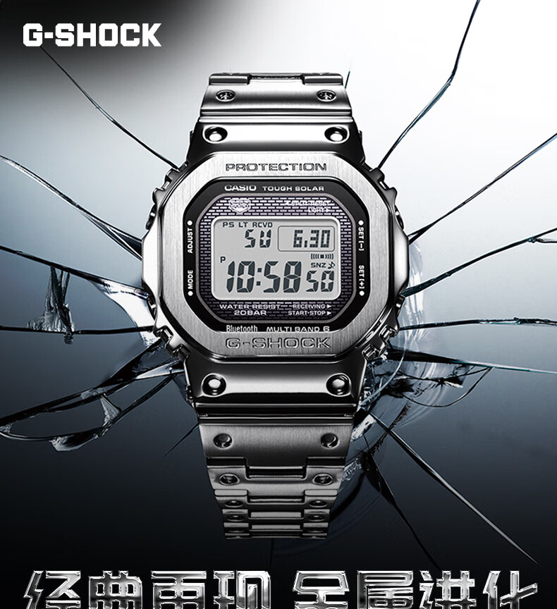 Casio Men's G-SHOCK Classic Small Square Small Silver Block Digital Watch, Japanese/Korean Style Gift Box Edition GMW-B5000D 1