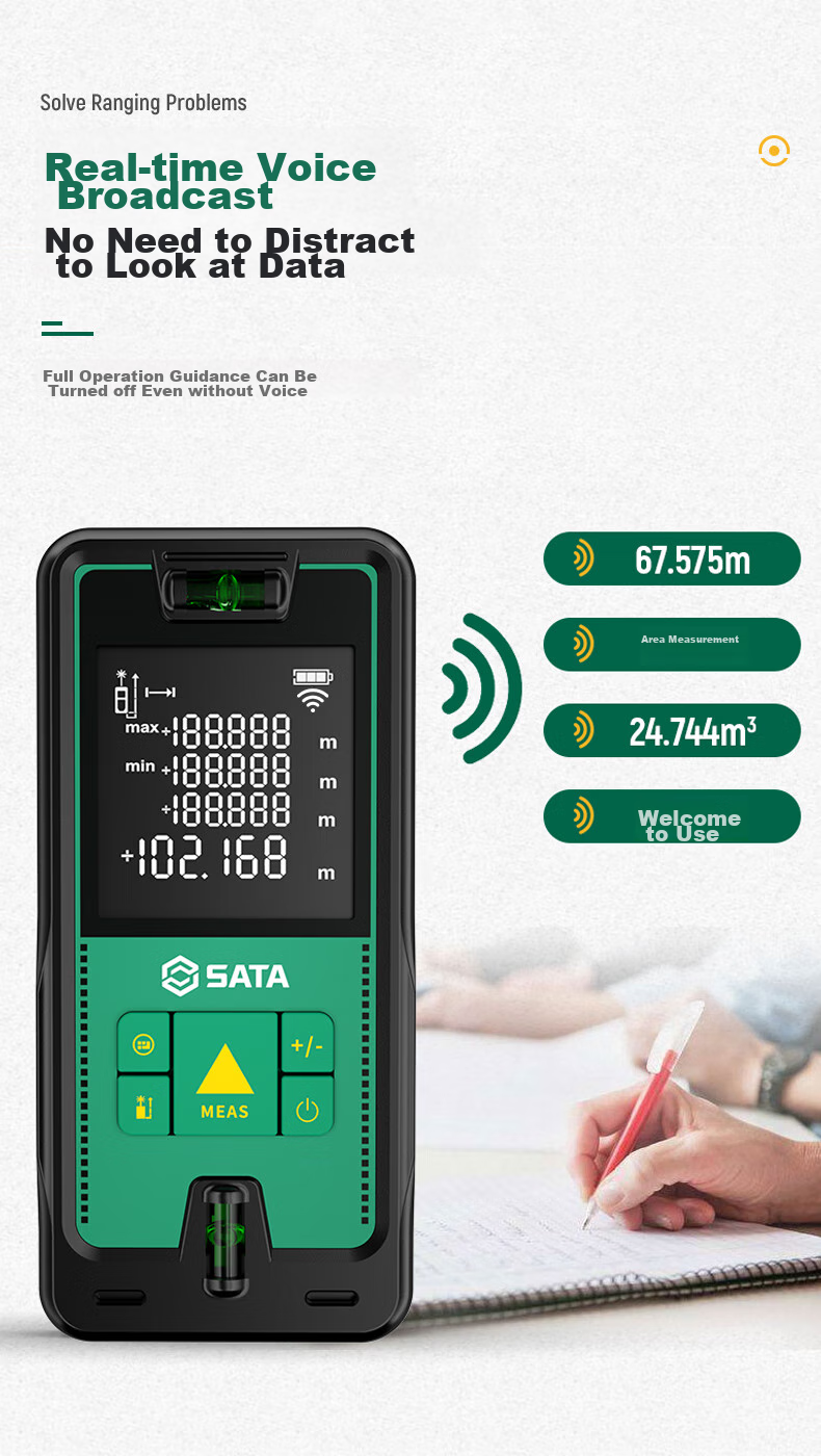 Shida SATA Laser Rangefinder, Handheld Infrared Measuring Ruler, High-Precision Electronic Room Measuring Instrument, D05905A 10