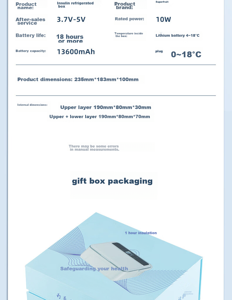 Chaoguo Insulin Cooler Box, Portable Mini Refrigerator, Car Fridge, Growth Hormone Medicine Storage Cooler 22