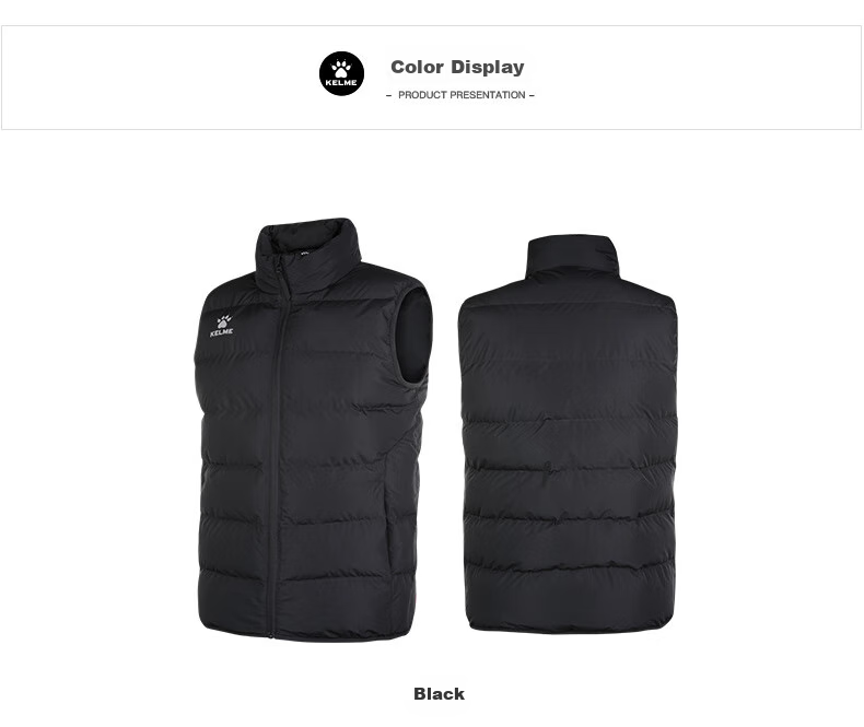 KELME Sports Cotton Vest for Men, Autumn And Winter Warm Commuter Sports Cold-Proof Sleeveless Cotton Waistcoat, Black, Size S 8