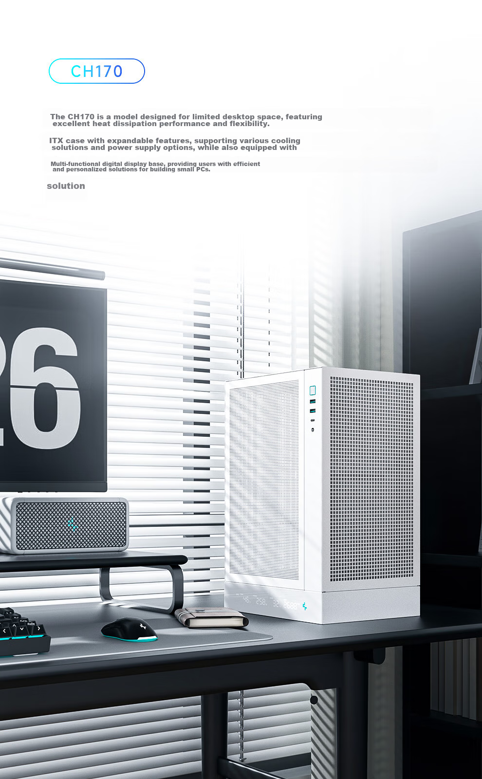 DEEPCOOL CH270 Vertical Back-Insert Case White Vertical MATX Structure Supports Back-Insert Motherboard Compatible with 360 Water Cooling ATX Power Supply 3