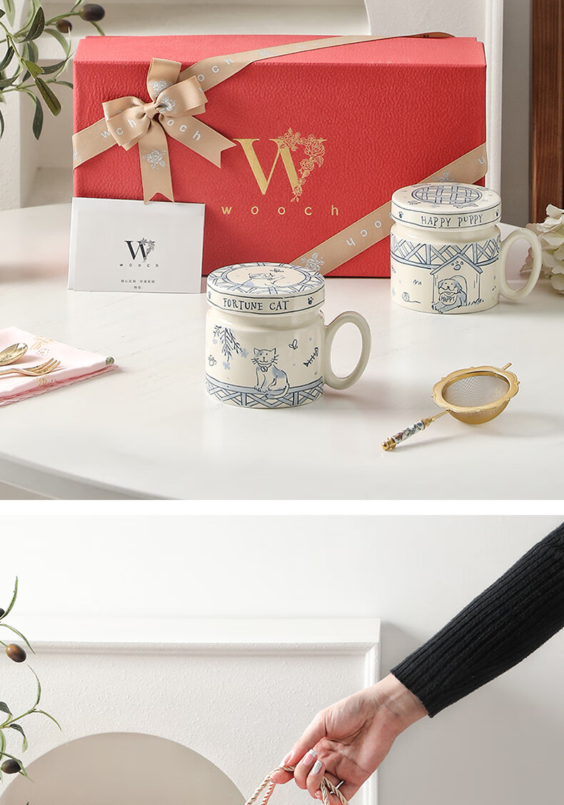 WOOCH [Mid-Autumn Festival Gift] Mug Couple Gift Box Set, Water Cups for Lovers, Friends, Birthday, Wedding, Housewarming 10