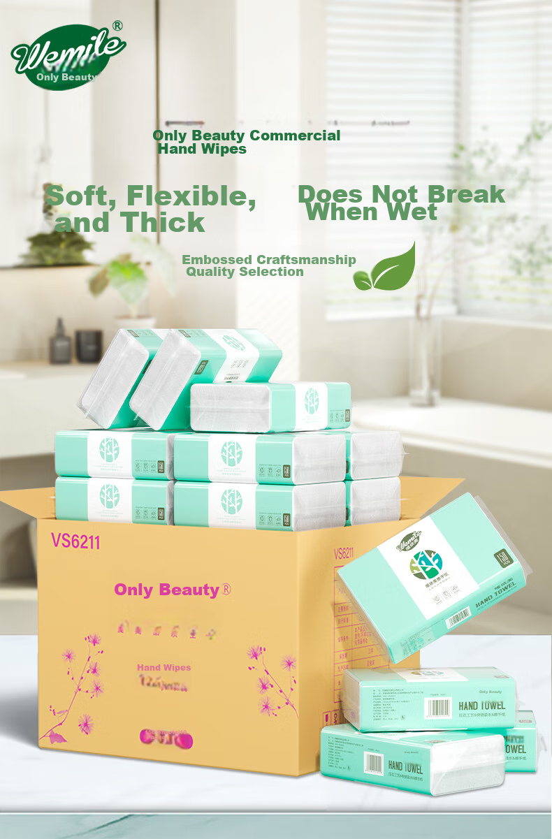 Weiyimei Hand Towels, 1-Ply, 150 Sheets * 10 Packs, Commercial Use, Bathroom Dry Wipes, Thickened Pull-Out Paper Towels, Whole Box VS6211 1
