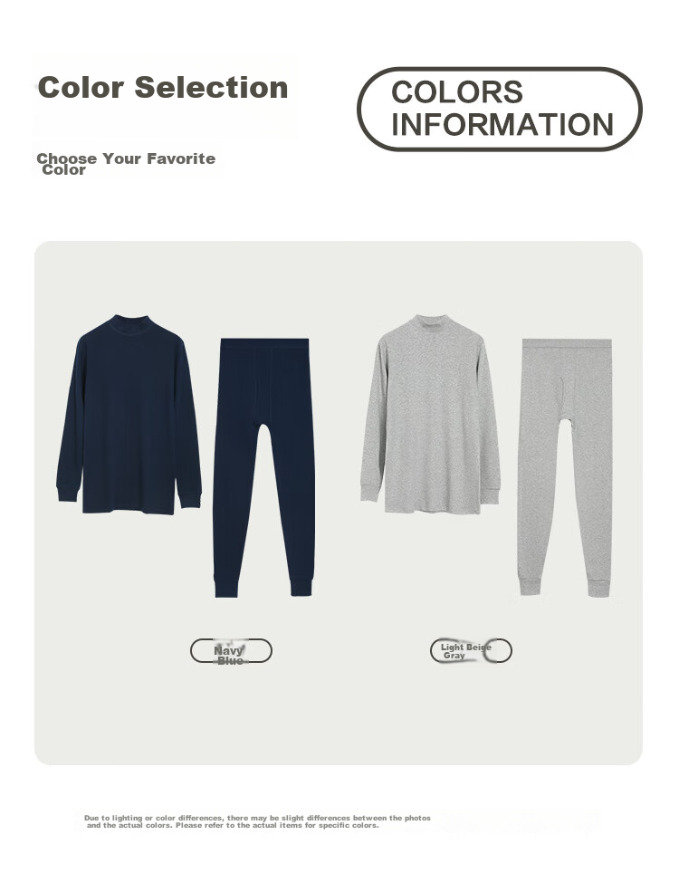 Hodo Men's Pure Cotton Thermal Underwear Set for Autumn, Semi-Turtleneck Base Layer for Middle-Aged And Elderly Men, Navy Blue, Size 185/110 17