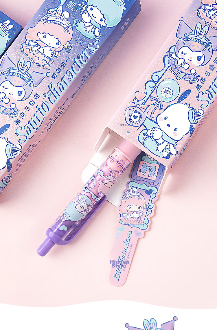 GuangBo & Sanrio Blind Box Pen, Retractable Gel Pen, Acrylic Badge, Black Smooth ST Tip, Exam Pen, Writing Pen, Signature Pen, Stationery Gift, KT82292 2