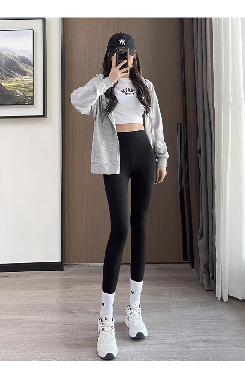 LangSha Modal Leggings for Women, Spring And Autumn Wear, Nine-Tenths Thin Yoga Pants, Black Slim-Fit Elastic Skinny Pants 19
