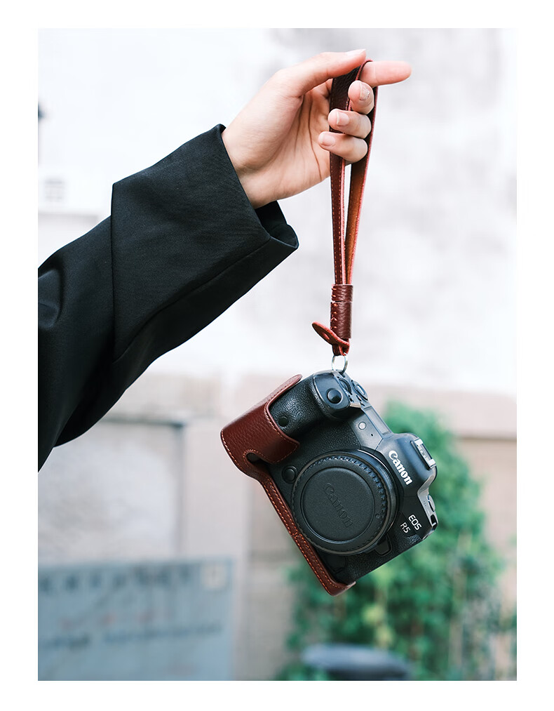 CWATCUN Genuine Leather Camera Base Compatible with EOS R5, R50, R6, R6II Second Generation Cameras, Close-Fitting Canon Protective Cover 10