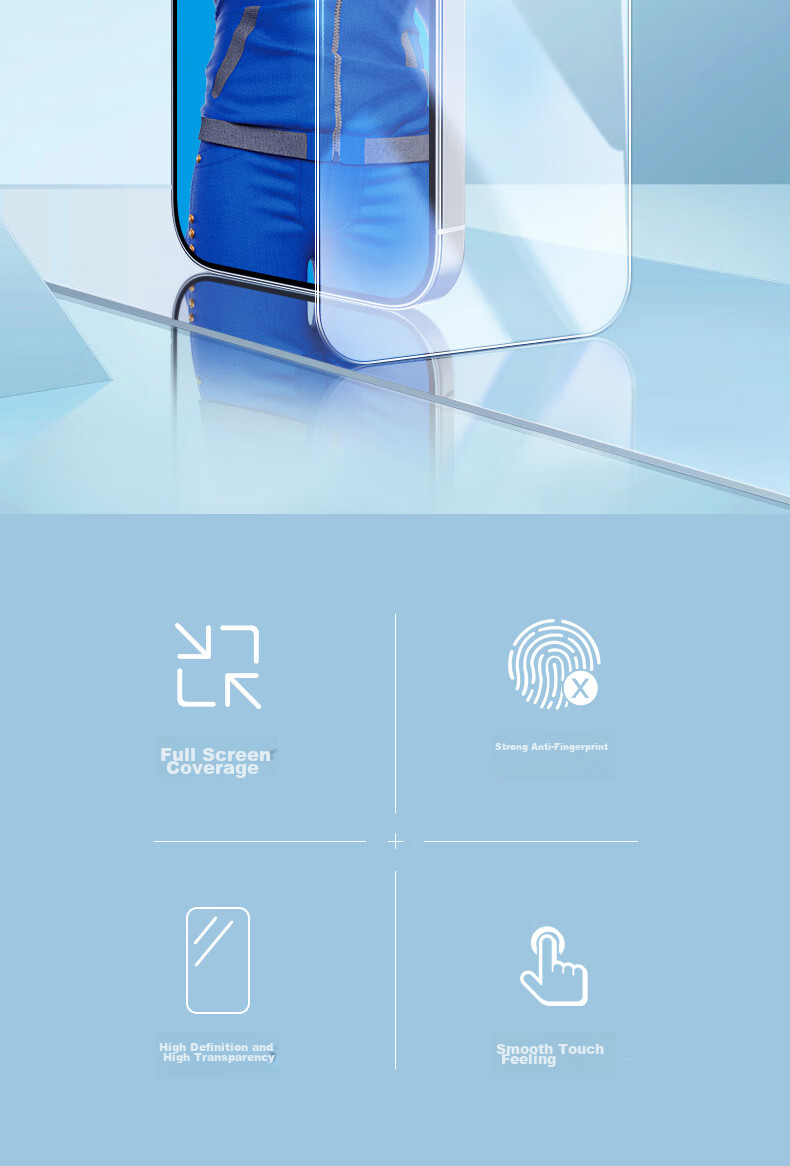 Lanxingxiansheng Transparent Tempered Glass Screen Protector for IPhone 18 Pro, Full Coverage High Definition Borderless Protective Film 2