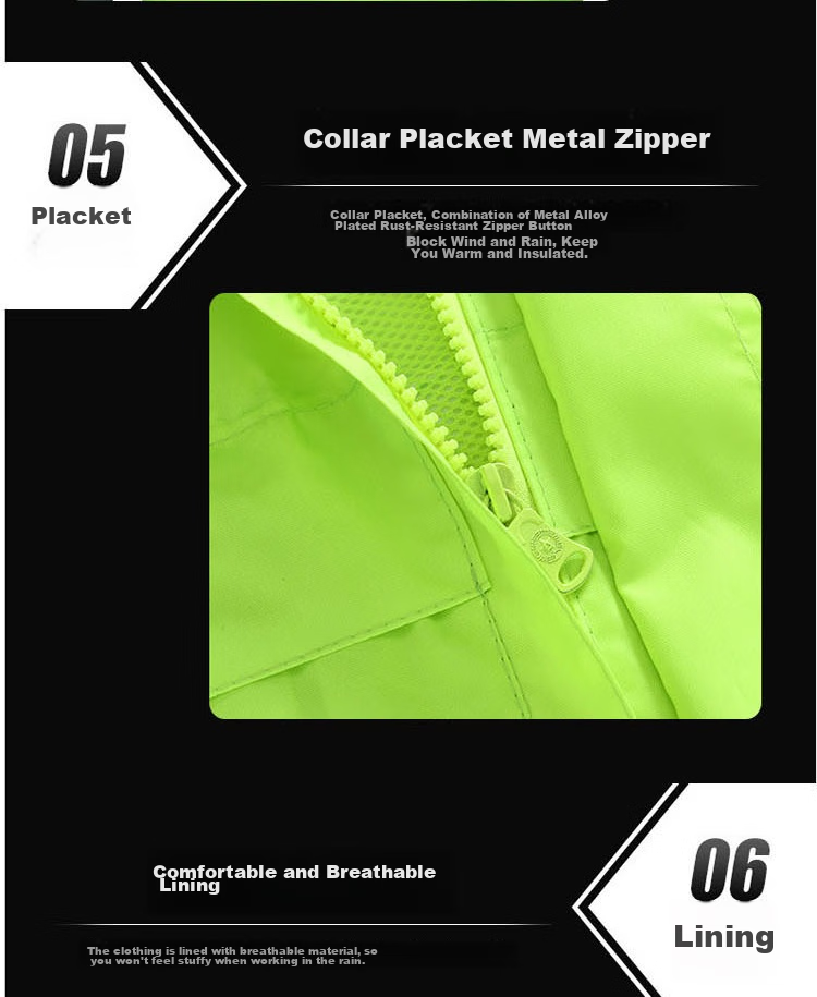 Minggu Reflective Raincoat And Pants Set, Storm-Proof, Flood Prevention, Cold-Resistant, Two-Piece Rainwear, Fluorescent Green, XL, CW344023 14