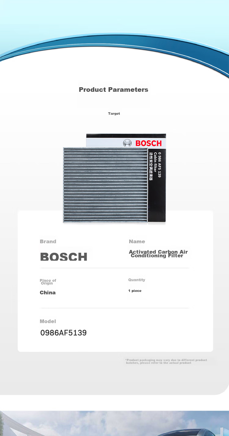 BOSCH Air Conditioning Filter Element 5139 for Ford New Transit, Kia KX7/K5, 9th Generation Sonata, Kusutu 9