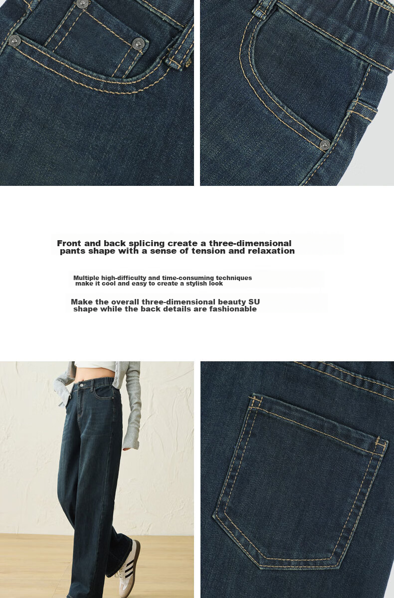 LangSha [New Retro Moisture-Wicking] Women's Jeans, Spring And Autumn Style, Slim-Fit High-Waist, Slimming Loose-Fit Wide-Leg Pants with Draping Effect 18