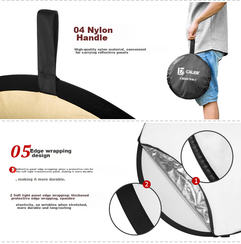 JINBEI JINBEI Five-In Reflector Photography Studio Foldable Fill Light Board Portable Outdoor Photography Softbox Gold Silver Black White Equipment 80 Five-In Reflector 3