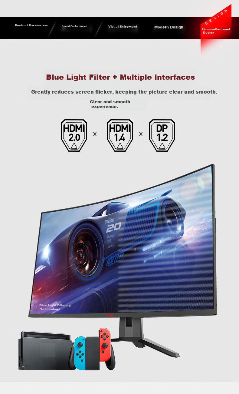 HKC 27-inch 2K 300Hz Hardware Low Blue Light 1500R Curved HVA Fast LCD HDR400 Gaming Monitor HDMI 2.1 Falcon SG27QEC 13