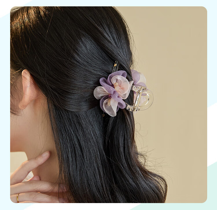 CHIMERA AB-Side Floral Hair Claw Clip, Shark Clip, Back of Head Hair Accessory, High-End Hairpin, Hair Ornament, Birthday Gift for Wome 13