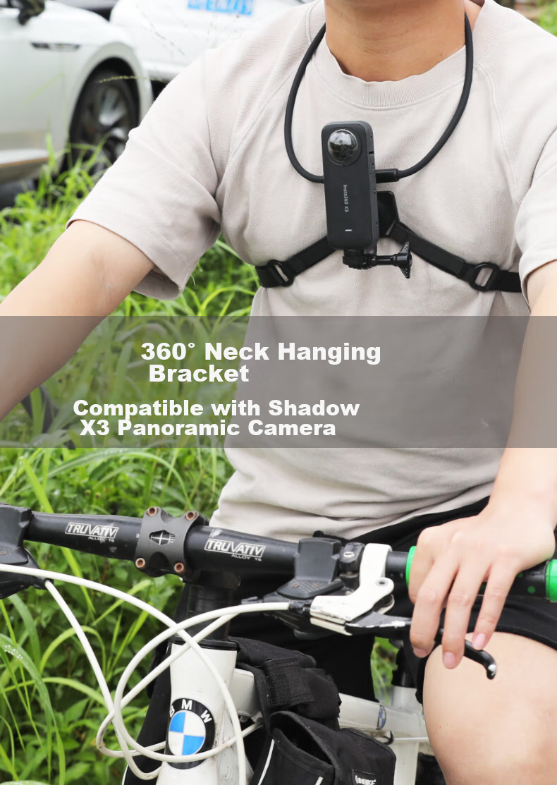 Qiye Neck Strap Mount Compatible with Insta360 X5 Panoramic Action Camera, Insta X4 Cycling Motorcycle X3 Base X5 Accessories, Neck Fishing Lure Bicycle X2 1
