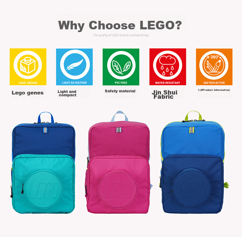 LEGO Elementary School Backpack for Grades 1-6, Large Capacity Backpack with Multiple Pockets, Light Blue-Green Color, 20224 Gift 5