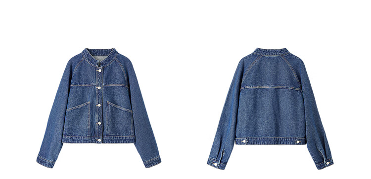 Sentubila Spring And Autumn Pure Cotton Denim Jacket, Short High-End Women's Clothing, Elegant Casual Versatile Top, Denim Blue, XL 35