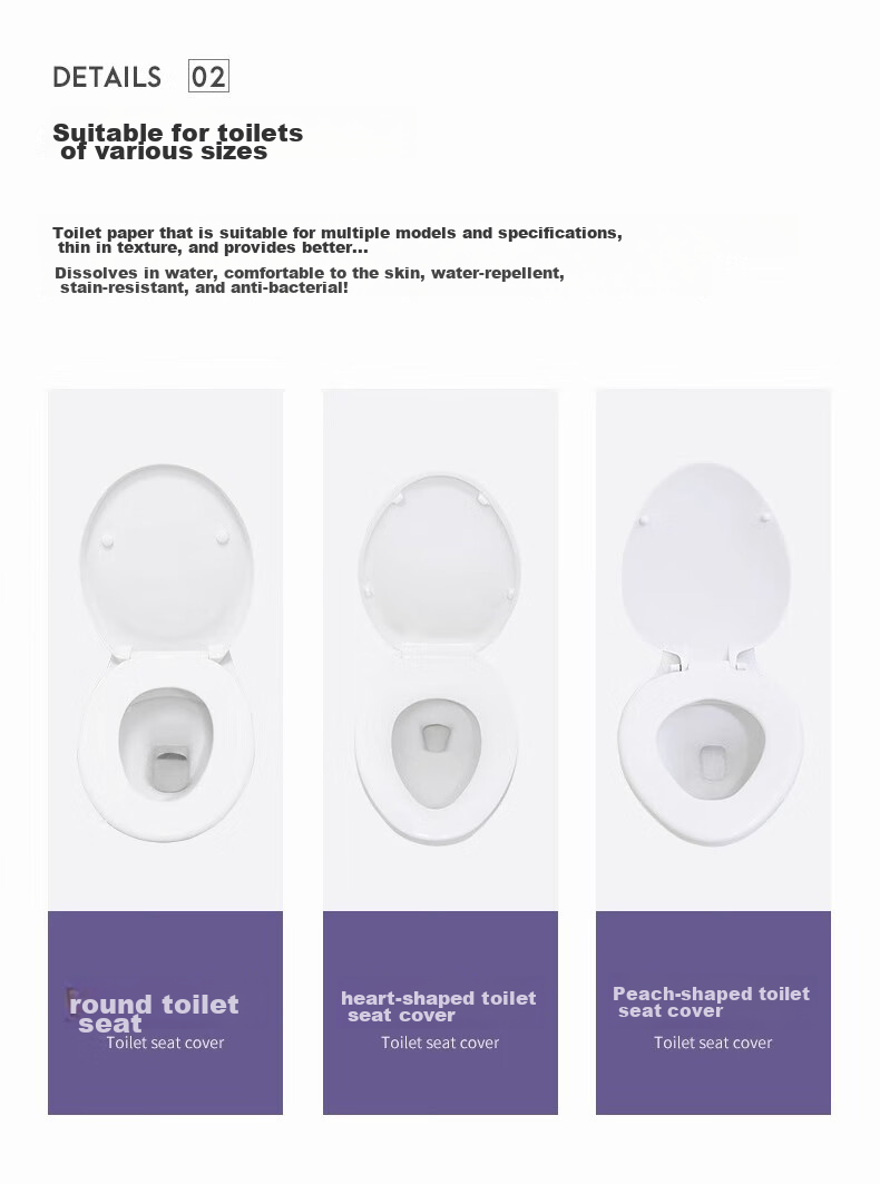 Jinghuisichuang Disposable Toilet Seat Covers, 250 Sheets, Soluble Water Bathroom Toilet Seat Pads, Postpartum Toilet Stickers 4