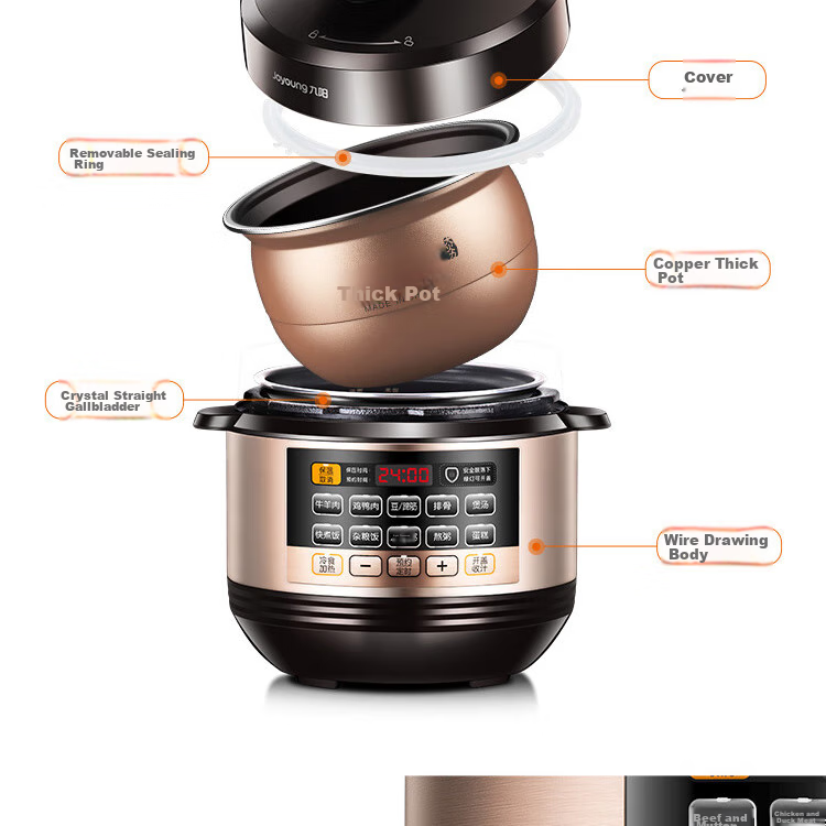 Joyoung Electric Pressure Cooker for 1-6 People, Programmable Smart High-Pressure Cooker, Home Use 6L Dual Inner Pot Rice Cooker Y-60C81 31